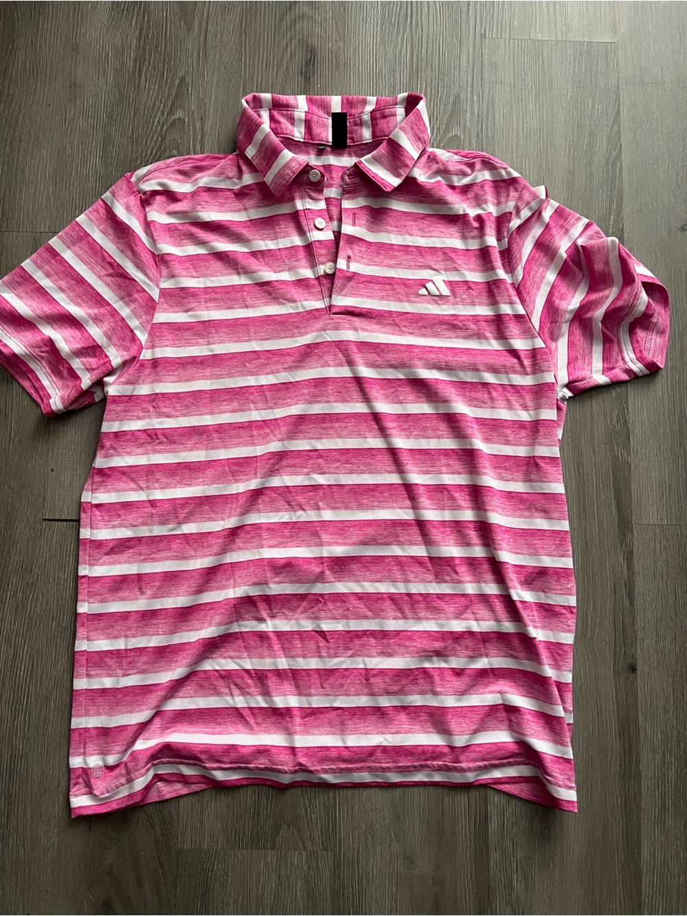 Adidas Women’s Pink/White Size M Striped Polo Shirt